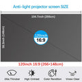 100Inch 4K UHD Anti-Light Foldable Portable Projector Scree (Front View Provides Optimal Clarity) for Home Theater Party Office Classroom Outdoor Indoor Movie Projection Screen 120Inch