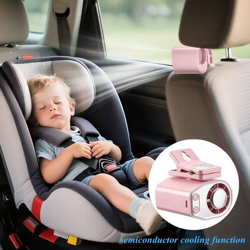 【Summersurvivals】Joytutus Semiconductor Cooling Car Clip on Fan - 360° Rotation, 100 Speeds Adjustable, LED Display, USB Rechargeable, Wide Clamp, 16℃ Semi-Cooling, 20Hr 3000Mah Battery, Personal Summer Fan for Car Sunvisor Backseat, Mobile, Usb Charging