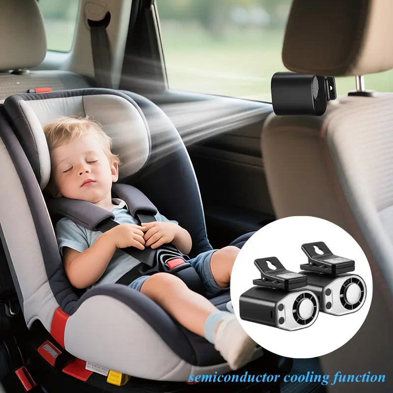 【Summersurvivals】Joytutus Semiconductor Cooling Car Clip on Fan - 360° Rotation, 100 Speeds Adjustable, LED Display, USB Rechargeable, Wide Clamp, 16℃ Semi-Cooling, 20Hr 3000Mah Battery, Personal Summer Fan for Car Sunvisor Backseat, Mobile, Usb Charging