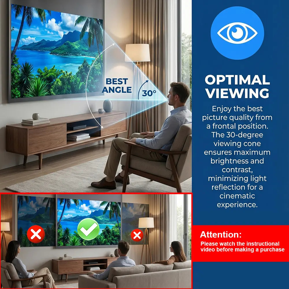 100Inch 4K UHD Anti-Light Foldable Portable Projector Scree (Front View Provides Optimal Clarity) for Home Theater Party Office Classroom Outdoor Indoor Movie Projection Screen 120Inch
