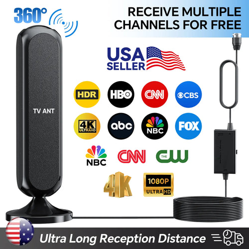 HIDB TV Antenna Digital for Smart TV HD Antena Indoor 4K 360° Signal Amplified Indoor TV Antenna for Easy Long Range Reception Installation No Monthly Bill Ultra Long Reception Distance TV Antenna for Local Channels ,Deals for You Days，Summerwins Summerwi