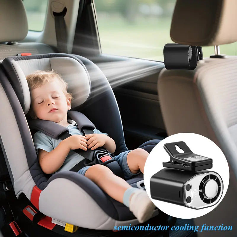 【Summersurvivals】Joytutus Semiconductor Cooling Car Clip on Fan - 360° Rotation, 100 Speeds Adjustable, LED Display, USB Rechargeable, Wide Clamp, 16℃ Semi-Cooling, 20Hr 3000Mah Battery, Personal Summer Fan for Car Sunvisor Backseat, Mobile, Usb Charging