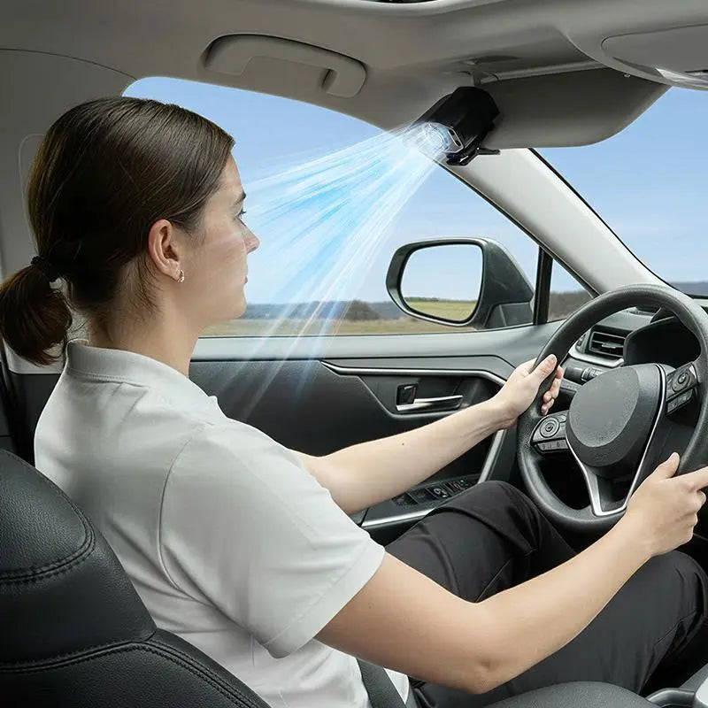 【Summersurvivals】Joytutus Semiconductor Cooling Car Clip on Fan - 360° Rotation, 100 Speeds Adjustable, LED Display, USB Rechargeable, Wide Clamp, 16℃ Semi-Cooling, 20Hr 3000Mah Battery, Personal Summer Fan for Car Sunvisor Backseat, Mobile, Usb Charging
