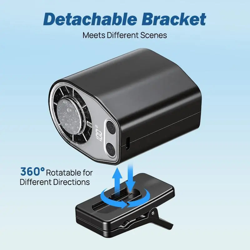 【Summersurvivals】Joytutus Semiconductor Cooling Car Clip on Fan - 360° Rotation, 100 Speeds Adjustable, LED Display, USB Rechargeable, Wide Clamp, 16℃ Semi-Cooling, 20Hr 3000Mah Battery, Personal Summer Fan for Car Sunvisor Backseat, Mobile, Usb Charging