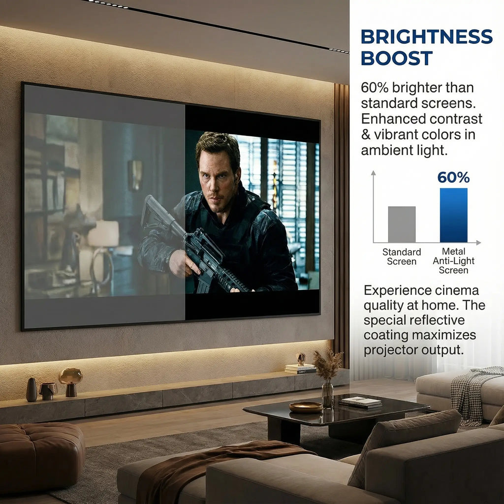 100Inch 4K UHD Anti-Light Foldable Portable Projector Scree (Front View Provides Optimal Clarity) for Home Theater Party Office Classroom Outdoor Indoor Movie Projection Screen 120Inch