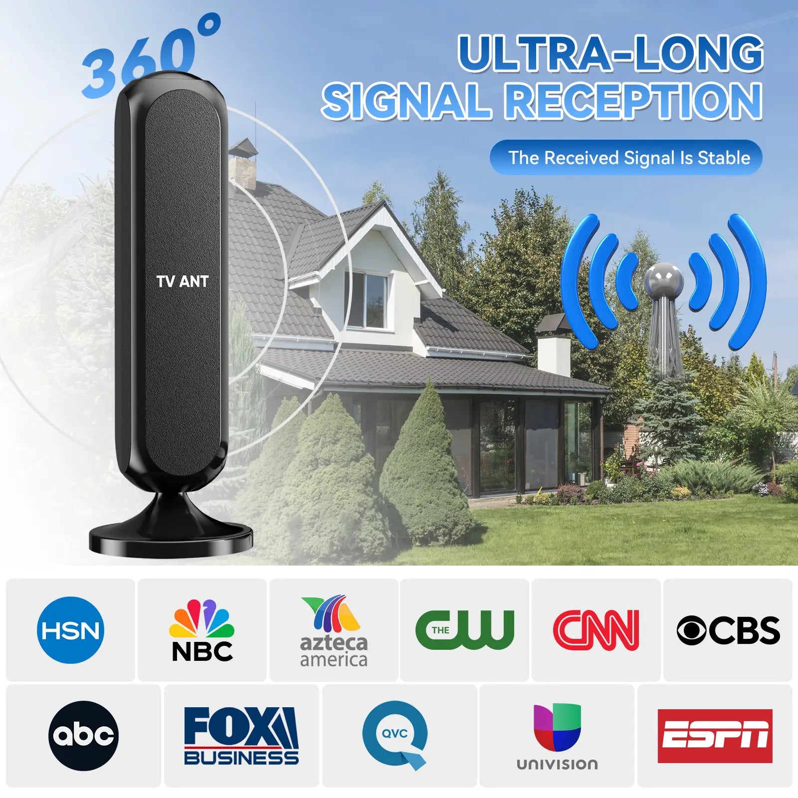 HIDB TV Antenna Digital for Smart TV HD Antena Indoor 4K 360° Signal Amplified Indoor TV Antenna for Easy Long Range Reception Installation No Monthly Bill Ultra Long Reception Distance TV Antenna for Local Channels ,Deals for You Days，Summerwins Summerwi