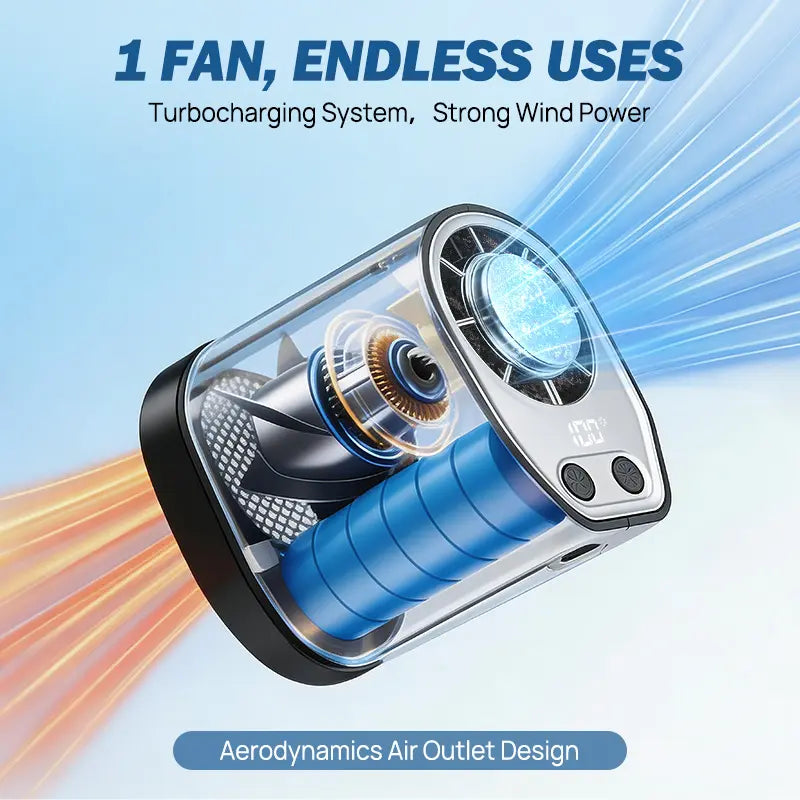 【Summersurvivals】Joytutus Semiconductor Cooling Car Clip on Fan - 360° Rotation, 100 Speeds Adjustable, LED Display, USB Rechargeable, Wide Clamp, 16℃ Semi-Cooling, 20Hr 3000Mah Battery, Personal Summer Fan for Car Sunvisor Backseat, Mobile, Usb Charging