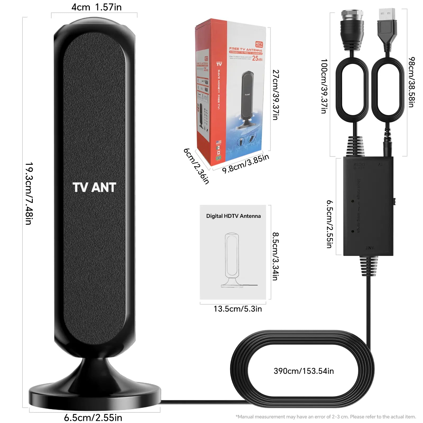 HIDB TV Antenna Digital for Smart TV HD Antena Indoor 4K 360° Signal Amplified Indoor TV Antenna for Easy Long Range Reception Installation No Monthly Bill Ultra Long Reception Distance TV Antenna for Local Channels ,Deals for You Days，Summerwins Summerwi
