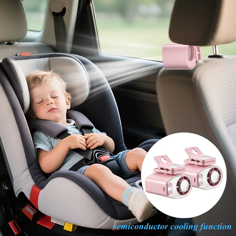 【Summersurvivals】Joytutus Semiconductor Cooling Car Clip on Fan - 360° Rotation, 100 Speeds Adjustable, LED Display, USB Rechargeable, Wide Clamp, 16℃ Semi-Cooling, 20Hr 3000Mah Battery, Personal Summer Fan for Car Sunvisor Backseat, Mobile, Usb Charging