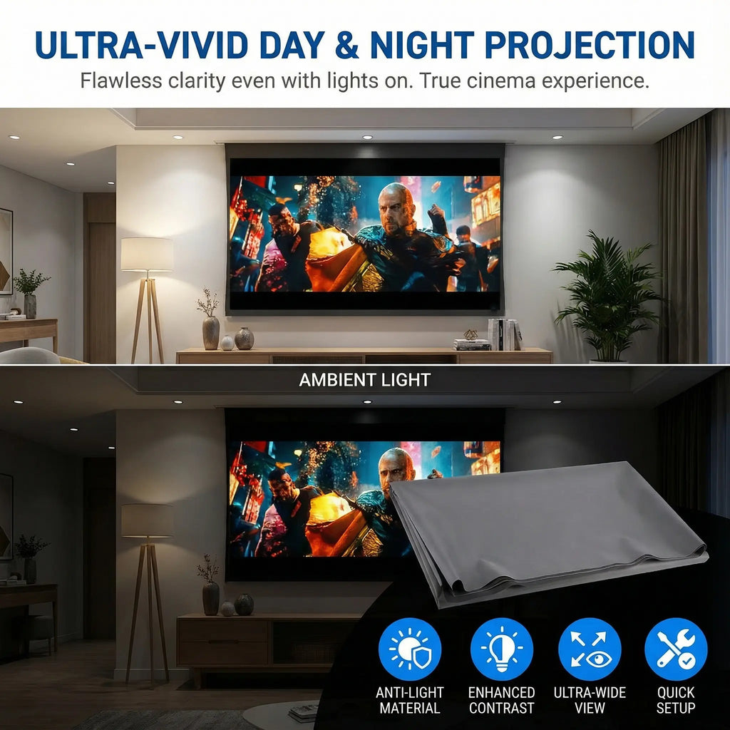 100Inch 4K UHD Anti-Light Foldable Portable Projector Scree (Front View Provides Optimal Clarity) for Home Theater Party Office Classroom Outdoor Indoor Movie Projection Screen 120Inch